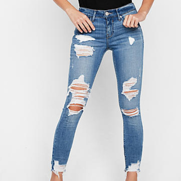 Express Denim - Express Midrise Distressed Jean Leggings